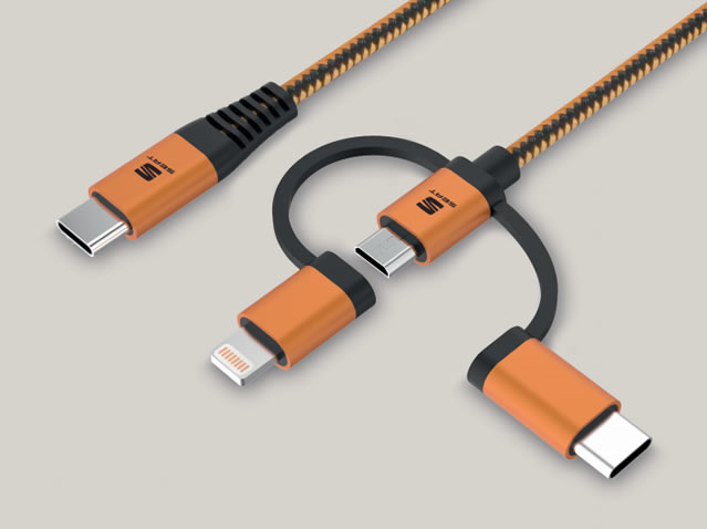 3-in-1 cable for charging and data USB type C